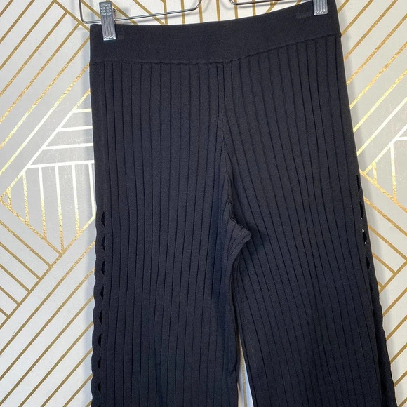 Jonathan‎ Simkhai Zig Zag Ribbed Cropped Knit Pants Black Textured Minimalist - Picture 5 of 9
